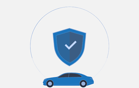 Blue car and security shield