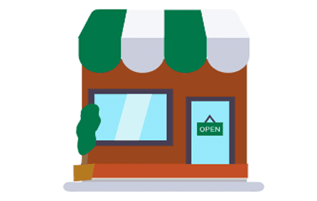 Small shop with green awning