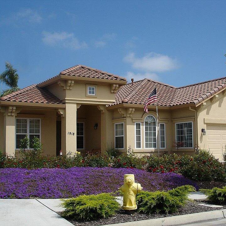 Suburban house with garden and driveway